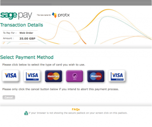 The hideous Sage Pay checkout screen.